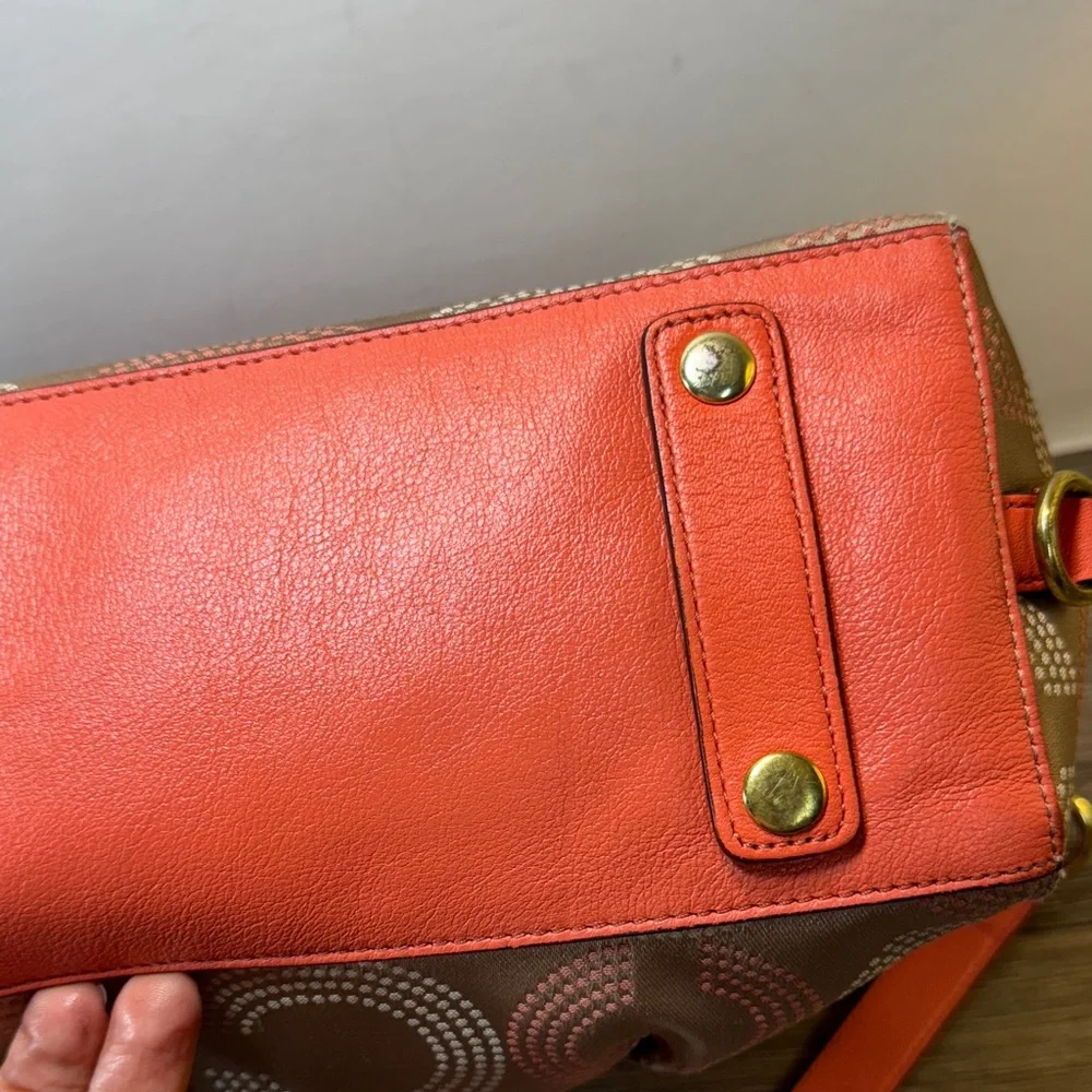 Coach Coral and Tan Satchel - Picture 7 of 14